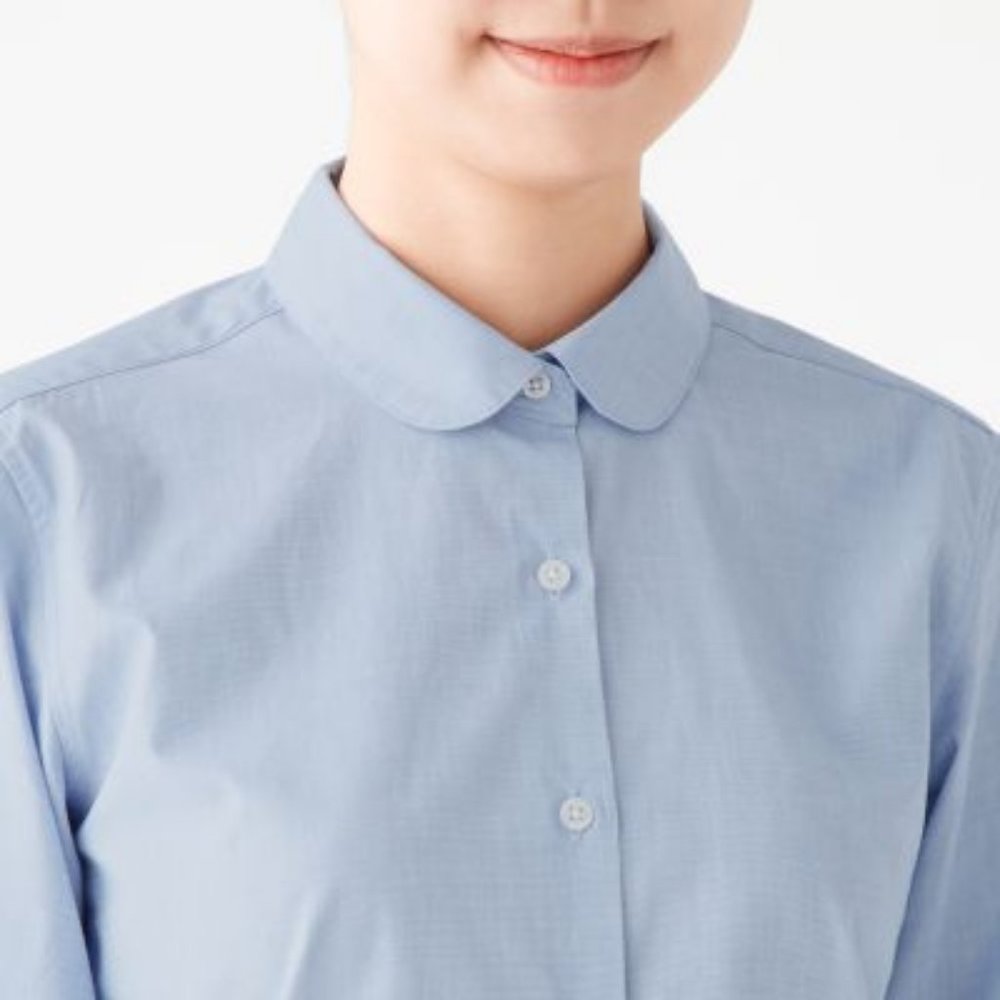 Cotton Broad Round Collar Shirt from MUJI